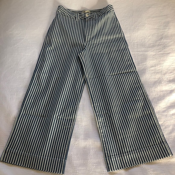Madewell Denim - Madewell Blue and White Striped Wide-Leg Jeans